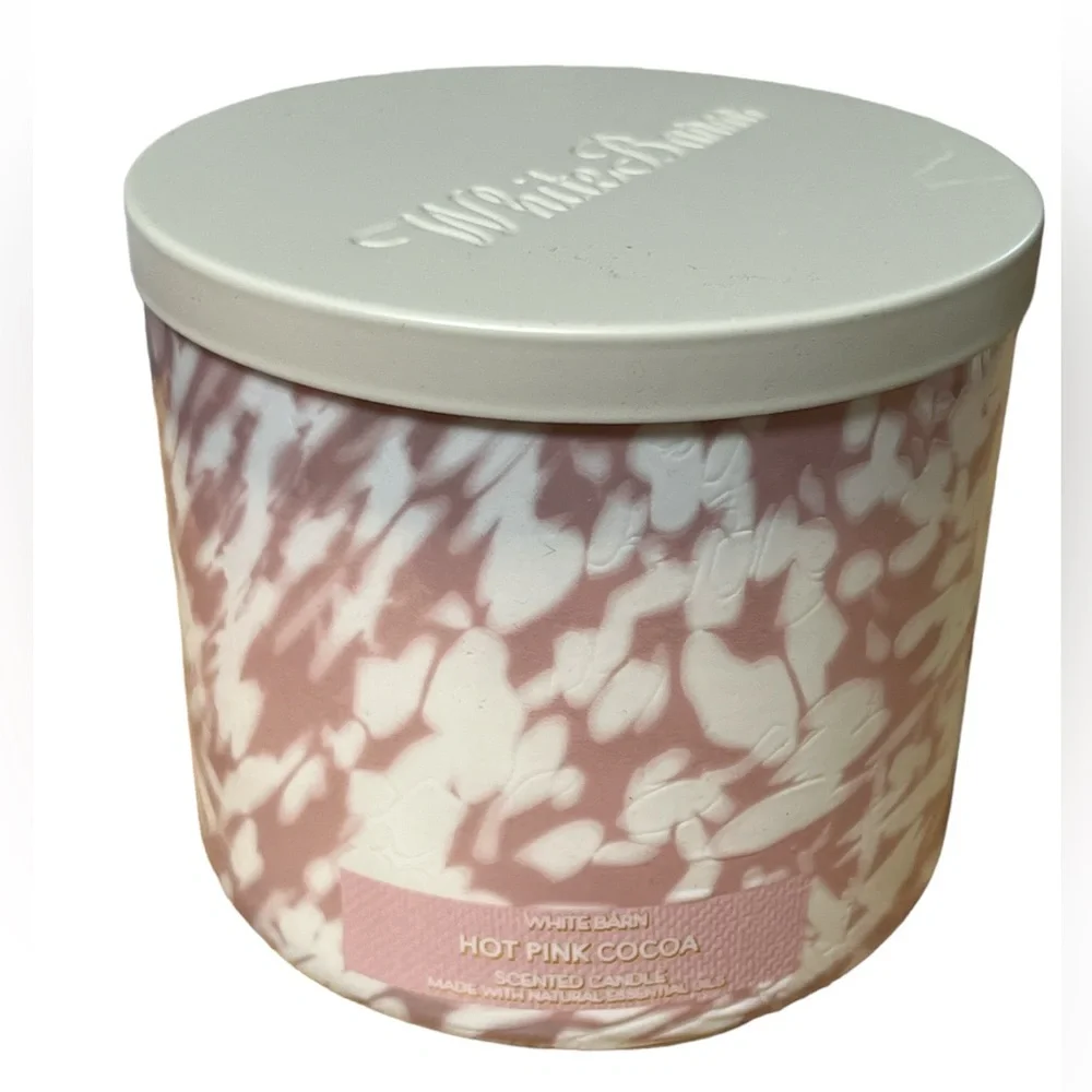 Bath & Body Works White Barn Hot Pink Cocoa 3-Wick Candle